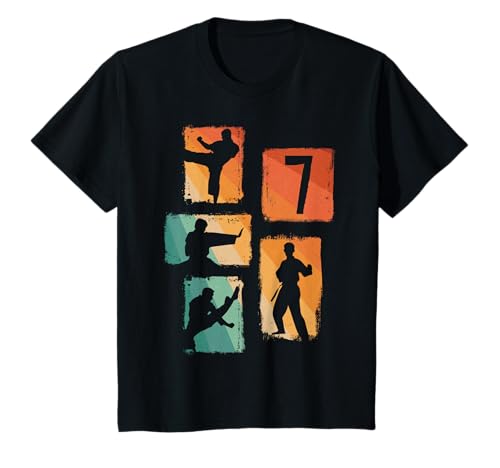 Kinder 7. Geburtstag Karate 7 Jahre Junge Karate Kämpfer T-Shirt von Retro Geburtstag Karate Jungs Männer Geschenk