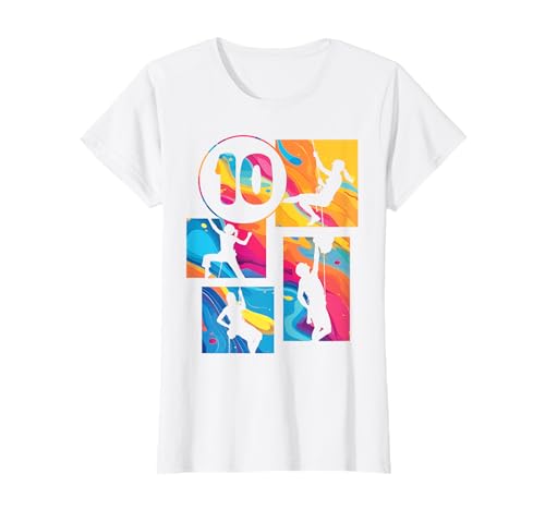 10. Geburtstag Klettern 10 Jahre Retro Kletterin Mädchen T-Shirt von Retro Geburtstag Klettern Mädchen Frauen Geschenk