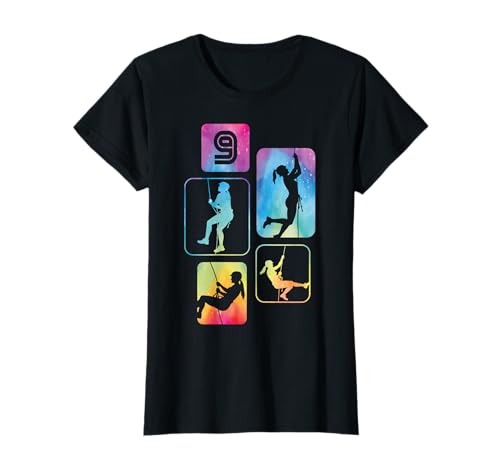 9. Geburtstag Klettern 9 Jahre Retro Kletterin Mädchen T-Shirt von Retro Geburtstag Klettern Mädchen Frauen Geschenk
