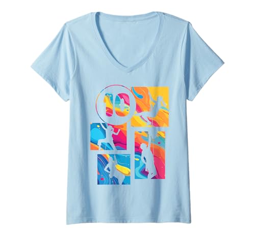 Damen 10. Geburtstag Klettern 10 Jahre Retro Kletterin Mädchen T-Shirt mit V-Ausschnitt Damen 10. Geburtstag Klettern 10 Jahre Retro Kletterin Mädchen T-Shirt mit V-Ausschnitt von Retro Geburtstag Klettern Mädchen Frauen Geschenk