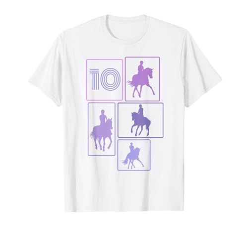 10. Geburtstag Reiten 10 Jahre Mädchen Retro Pferde Reiterin T-Shirt von Retro Geburtstag Reiten Mädchen Frauen Geschenk