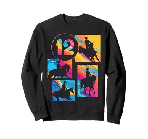 12. Geburtstag Reiten 12 Jahre Mädchen Retro Pferde Reiterin Sweatshirt von Retro Geburtstag Reiten Mädchen Frauen Geschenk