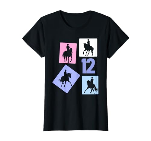 12. Geburtstag Reiten 12 Jahre Mädchen Retro Pferde Reiterin T-Shirt von Retro Geburtstag Reiten Mädchen Frauen Geschenk
