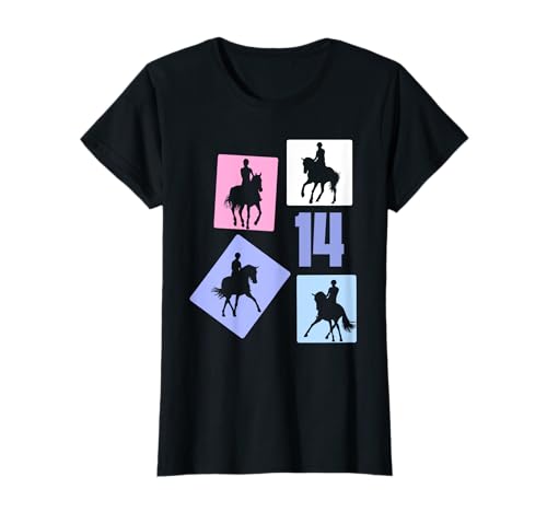 14. Geburtstag Reiten 14 Jahre Mädchen Retro Pferde Reiterin T-Shirt von Retro Geburtstag Reiten Mädchen Frauen Geschenk