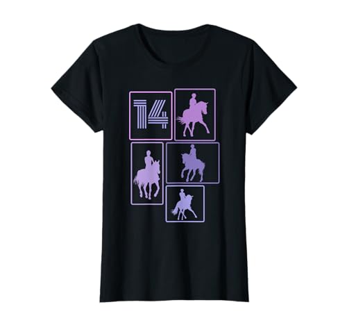 14. Geburtstag Reiten 14 Jahre Mädchen Retro Pferde Reiterin T-Shirt von Retro Geburtstag Reiten Mädchen Frauen Geschenk