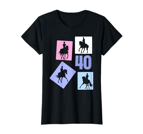 40. Geburtstag Reiten 40 Jahre Frauen Retro Pferde Reiterin T-Shirt von Retro Geburtstag Reiten Mädchen Frauen Geschenk