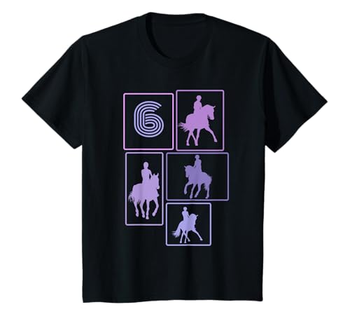 6. Geburtstag Reiten 6 Jahre Mädchen Retro Pferde Reiterin T-Shirt von Retro Geburtstag Reiten Mädchen Frauen Geschenk