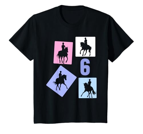 6. Geburtstag Reiten 6 Jahre Mädchen Retro Pferde Reiterin T-Shirt von Retro Geburtstag Reiten Mädchen Frauen Geschenk