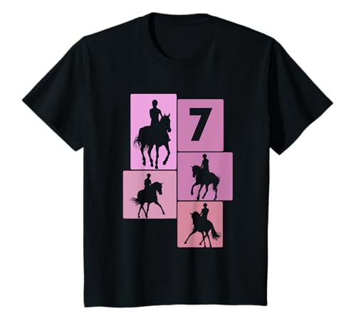 7. Geburtstag Reiten 7 Jahre Mädchen Retro Pferde Reiterin T-Shirt von Retro Geburtstag Reiten Mädchen Frauen Geschenk