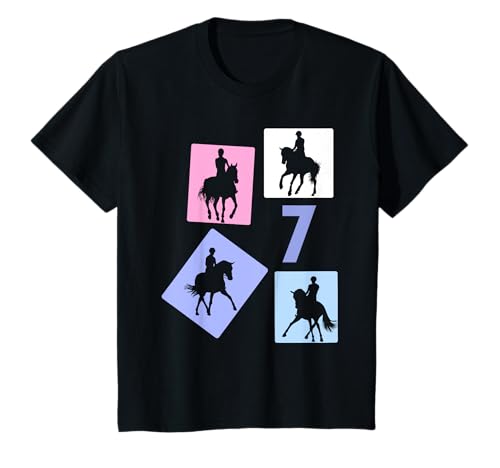7. Geburtstag Reiten 7 Jahre Mädchen Retro Pferde Reiterin T-Shirt von Retro Geburtstag Reiten Mädchen Frauen Geschenk