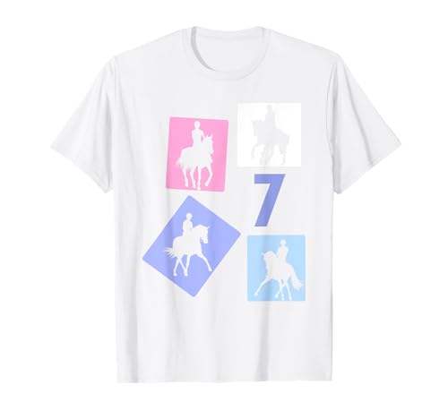 7. Geburtstag Reiten 7 Jahre Mädchen Retro Pferde Reiterin T-Shirt von Retro Geburtstag Reiten Mädchen Frauen Geschenk
