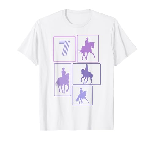 7. Geburtstag Reiten 7 Jahre Mädchen Retro Pferde Reiterin T-Shirt von Retro Geburtstag Reiten Mädchen Frauen Geschenk
