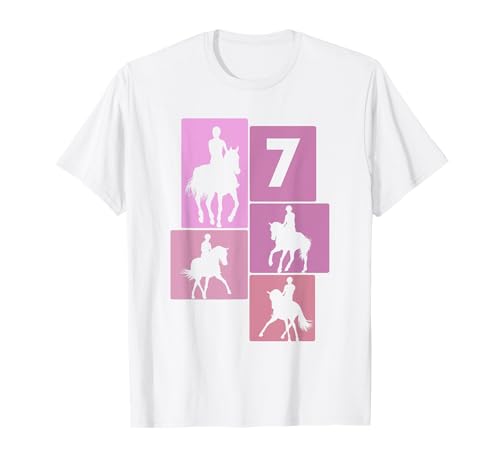 7. Geburtstag Reiten 7 Jahre Mädchen Retro Pferde Reiterin T-Shirt von Retro Geburtstag Reiten Mädchen Frauen Geschenk