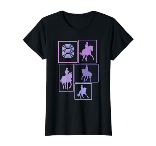 8. Geburtstag Reiten 8 Jahre Mädchen Retro Pferde Reiterin T-Shirt von Retro Geburtstag Reiten Mädchen Frauen Geschenk