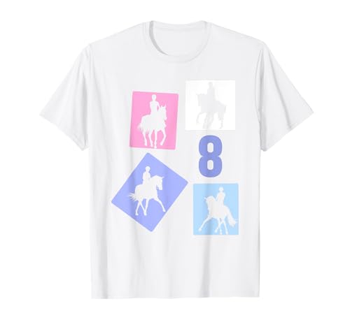 8. Geburtstag Reiten 8 Jahre Mädchen Retro Pferde Reiterin T-Shirt von Retro Geburtstag Reiten Mädchen Frauen Geschenk