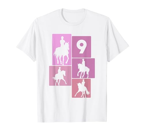9. Geburtstag Reiten 9 Jahre Mädchen Retro Pferde Reiterin T-Shirt von Retro Geburtstag Reiten Mädchen Frauen Geschenk