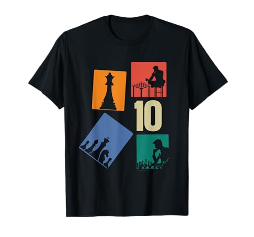 10. Geburtstag Schach 10 Jahre Jungs Retro Schach Spieler T-Shirt von Retro Geburtstag Schach Jungs Männer Geschenk