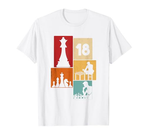 18. Geburtstag Schach 18 Jahre Männer Retro Schach Spieler T-Shirt von Retro Geburtstag Schach Jungs Männer Geschenk