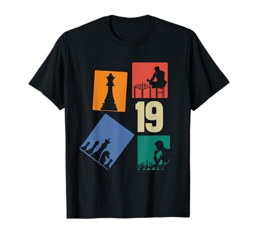 19. Geburtstag Schach 19 Jahre Männer Retro Schach Spieler T-Shirt von Retro Geburtstag Schach Jungs Männer Geschenk
