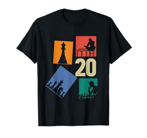 20. Geburtstag Schach 20 Jahre Männer Retro Schach Spieler T-Shirt von Retro Geburtstag Schach Jungs Männer Geschenk