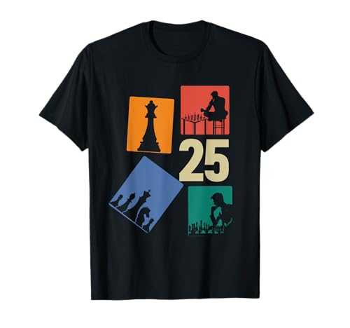 25. Geburtstag Schach 25 Jahre Männer Retro Schach Spieler T-Shirt von Retro Geburtstag Schach Jungs Männer Geschenk