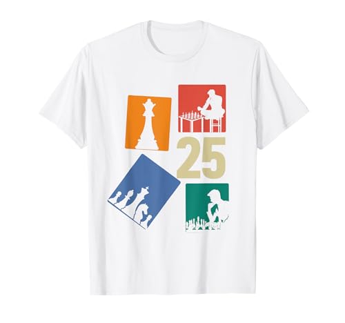 25. Geburtstag Schach 25 Jahre Männer Retro Schach Spieler T-Shirt von Retro Geburtstag Schach Jungs Männer Geschenk