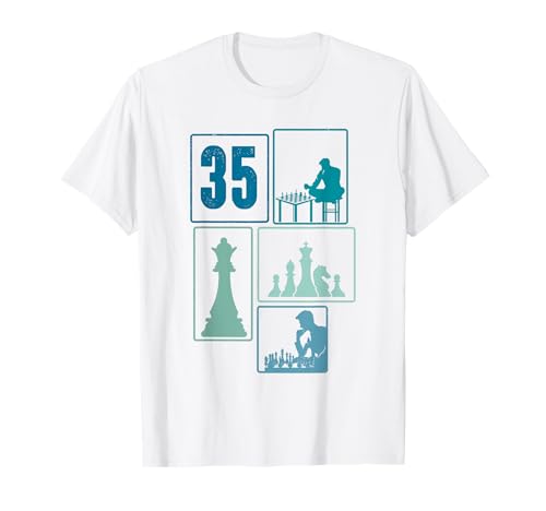 35. Geburtstag Schach 35 Jahre Männer Retro Schach Spieler T-Shirt von Retro Geburtstag Schach Jungs Männer Geschenk