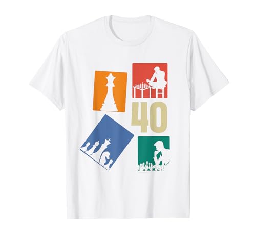 40. Geburtstag Schach 40 Jahre Männer Retro Schach Spieler T-Shirt von Retro Geburtstag Schach Jungs Männer Geschenk