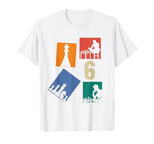 6. Geburtstag Schach 6 Jahre Jungs Retro Schach Spieler T-Shirt von Retro Geburtstag Schach Jungs Männer Geschenk