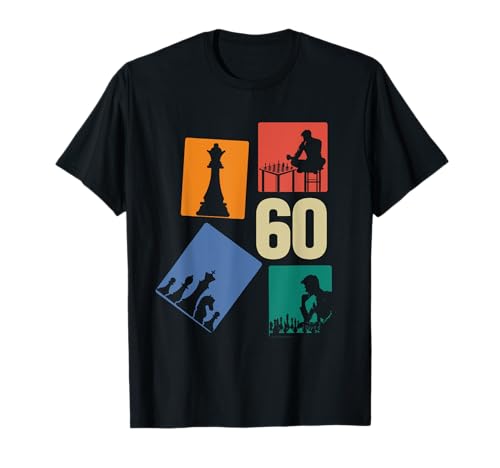 60. Geburtstag Schach 60 Jahre Männer Retro Schach Spieler T-Shirt von Retro Geburtstag Schach Jungs Männer Geschenk