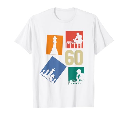60. Geburtstag Schach 60 Jahre Männer Retro Schach Spieler T-Shirt von Retro Geburtstag Schach Jungs Männer Geschenk