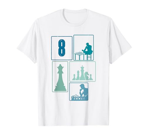 8. Geburtstag Schach 8 Jahre Jungs Retro Schach Spieler T-Shirt von Retro Geburtstag Schach Jungs Männer Geschenk