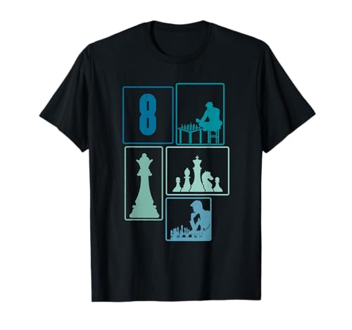 8. Geburtstag Schach 8 Jahre Jungs Retro Schach Spieler T-Shirt von Retro Geburtstag Schach Jungs Männer Geschenk