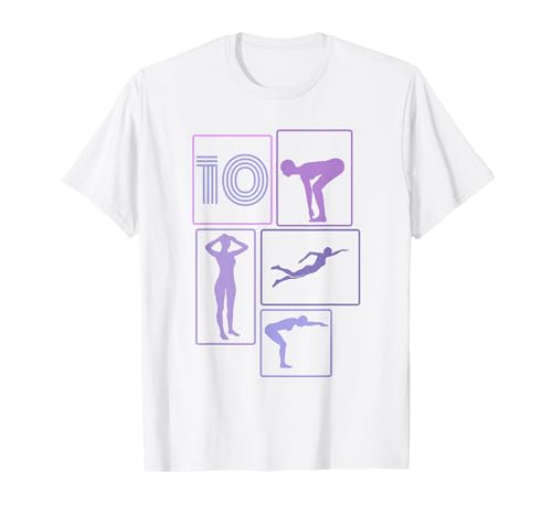 10. Geburtstag Schwimmen 10 Jahre Mädchen Retro Schwimmerin T-Shirt von Retro Geburtstag Schwimmen Mädchen Frauen Geschenk