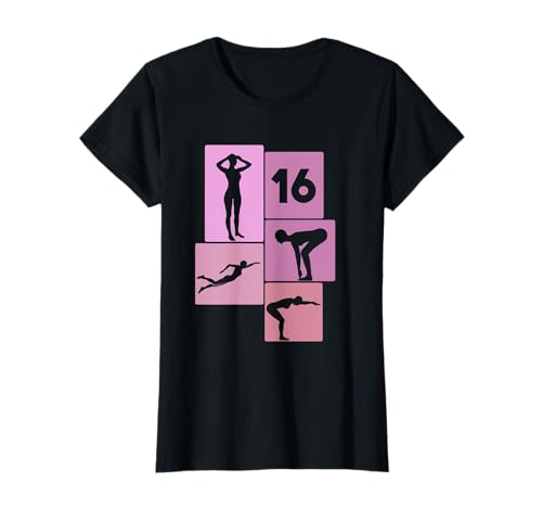 16. Geburtstag Schwimmen 16 Jahre Mädchen Retro Schwimmerin T-Shirt von Retro Geburtstag Schwimmen Mädchen Frauen Geschenk