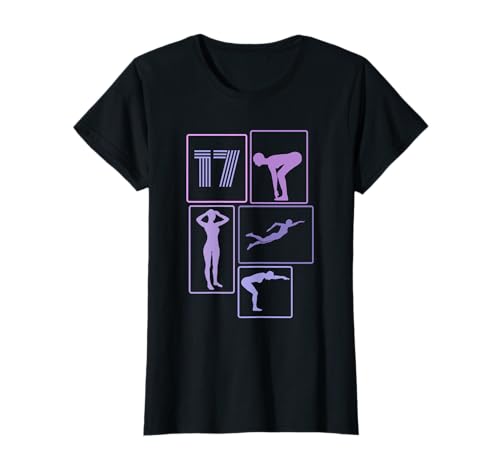 17. Geburtstag Schwimmen 17 Jahre Mädchen Retro Schwimmerin T-Shirt von Retro Geburtstag Schwimmen Mädchen Frauen Geschenk