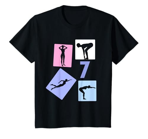 7. Geburtstag Schwimmen 7 Jahre Mädchen Retro Schwimmerin T-Shirt von Retro Geburtstag Schwimmen Mädchen Frauen Geschenk