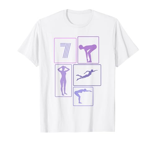 7. Geburtstag Schwimmen 7 Jahre Mädchen Retro Schwimmerin T-Shirt von Retro Geburtstag Schwimmen Mädchen Frauen Geschenk