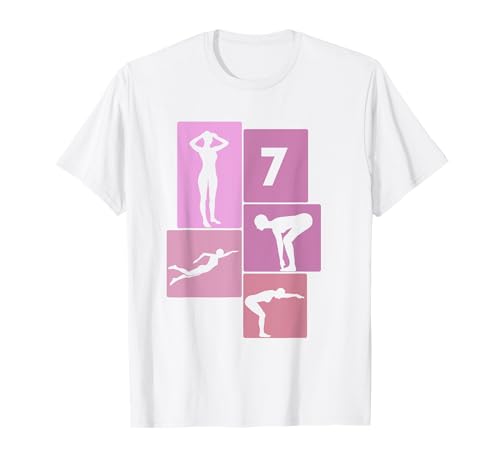 7. Geburtstag Schwimmen 7 Jahre Mädchen Retro Schwimmerin T-Shirt von Retro Geburtstag Schwimmen Mädchen Frauen Geschenk