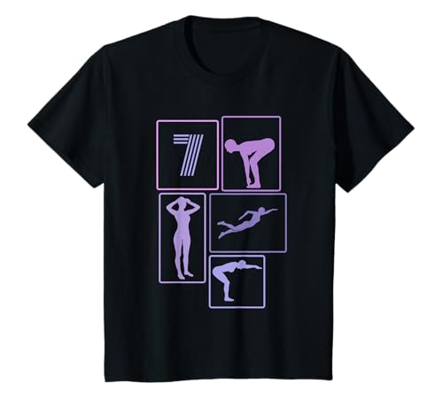 7. Geburtstag Schwimmen 7 Jahre Mädchen Retro Schwimmerin T-Shirt von Retro Geburtstag Schwimmen Mädchen Frauen Geschenk