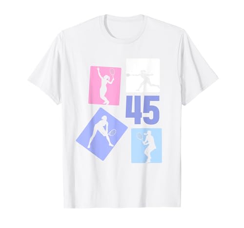 45. Geburtstag Tennis 45 Jahre Frauen Retro Spielerin T-Shirt 45. Geburtstag Tennis 45 Jahre Frauen Retro Spielerin T-Shirt von Retro Geburtstag Tennis Mäddchen Frauen Geschenk