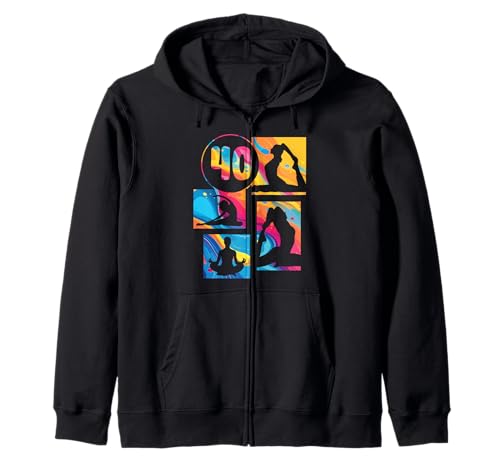 40. Geburtstag Yoga 40 Jahre Frauen Retro Namaste Kapuzenjacke von Retro Geburtstag Yoga Mädchen Frauen Geschenk