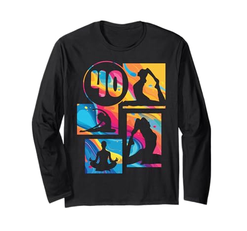 40. Geburtstag Yoga 40 Jahre Frauen Retro Namaste Langarmshirt von Retro Geburtstag Yoga Mädchen Frauen Geschenk