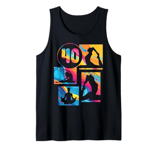 40. Geburtstag Yoga 40 Jahre Frauen Retro Namaste Tank Top von Retro Geburtstag Yoga Mädchen Frauen Geschenk