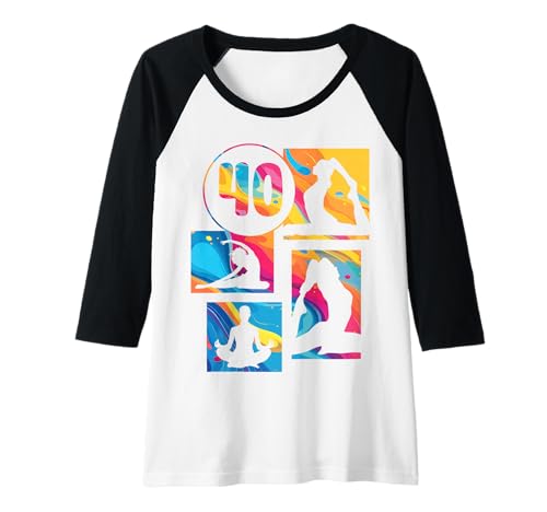 Damen 40. Geburtstag Yoga 40 Jahre Frauen Retro Namaste Raglan von Retro Geburtstag Yoga Mädchen Frauen Geschenk