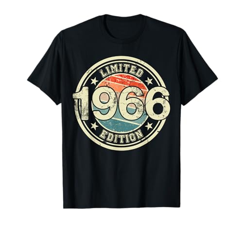Retro Geburtstagsgeschenk für Erwachsene & Kinder 1966 Limited Edition 59 Jahre 59. Geburtstag T-Shirt Schwarz Unisex Erwachsene Klein Crew-Ausschnitt Kurzarm Lässig Party von Retro Geburtstagsgeschenk für Erwachsene & Kinder