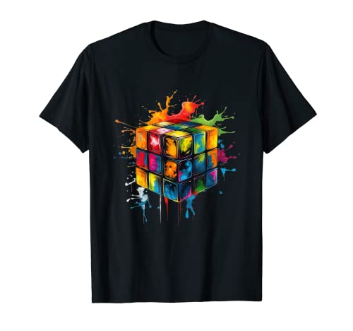 Retro Geschenk Ideen schmelzender Würfel Gift 70er 80er 90er Unisex-Erwachsene und Kinder Schwarz T-Shirt S Klassische Passform Kurzarm Crew Neck Polyester 100% Imported Retro-Dice-T-Shirt von Retro Geschenk Ideen schmelzender Würfel Gift