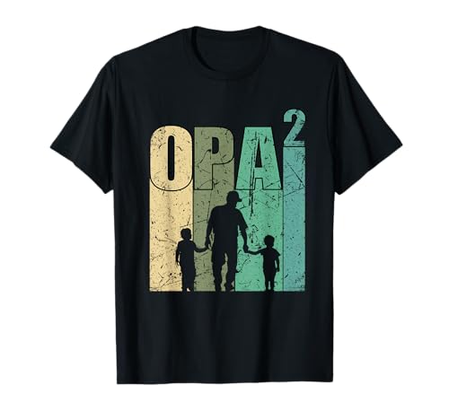 Opa von zwei Enkeln Großvater 2 Jungs Opa von 2 Enkelkinder T-Shirt Opa von zwei Enkeln Großvater 2 Jungs Opa von 2 Enkelkinder T-Shirt von Retro Geschenk für Opa von zwei Enkeln