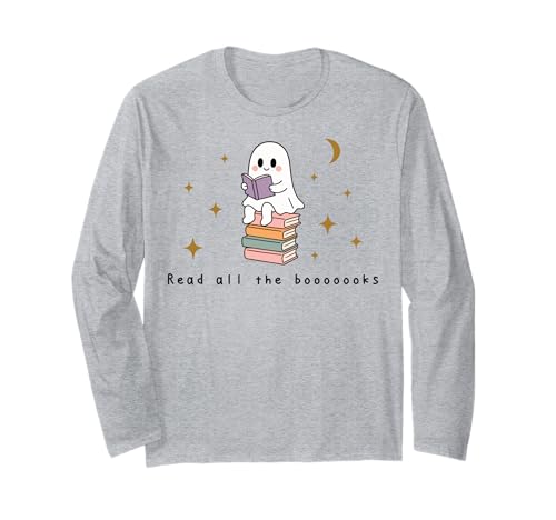 Retro-Geist Lesen Bücher Bücherwurm Literarisches Mädchen Langarmshirt von Retro Ghost Reading Books Literary Girl Halloween