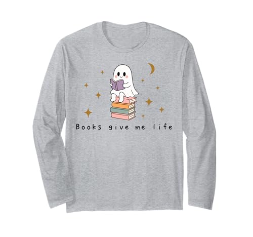 Retro-Geist Lesen Bücher Bücherwurm Literarisches Mädchen Langarmshirt von Retro Ghost Reading Books Literary Girl Halloween
